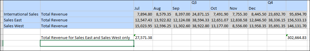 Inserting excel formulas and comments